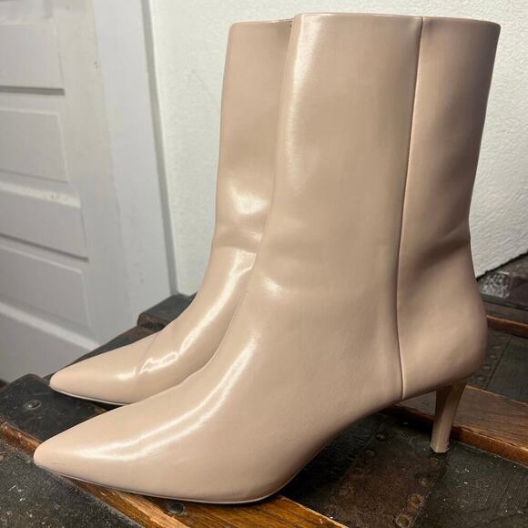 H&M Minimalist Beige Kitten Heel Pointed Toe Booties 8 - Picture 5 of 8